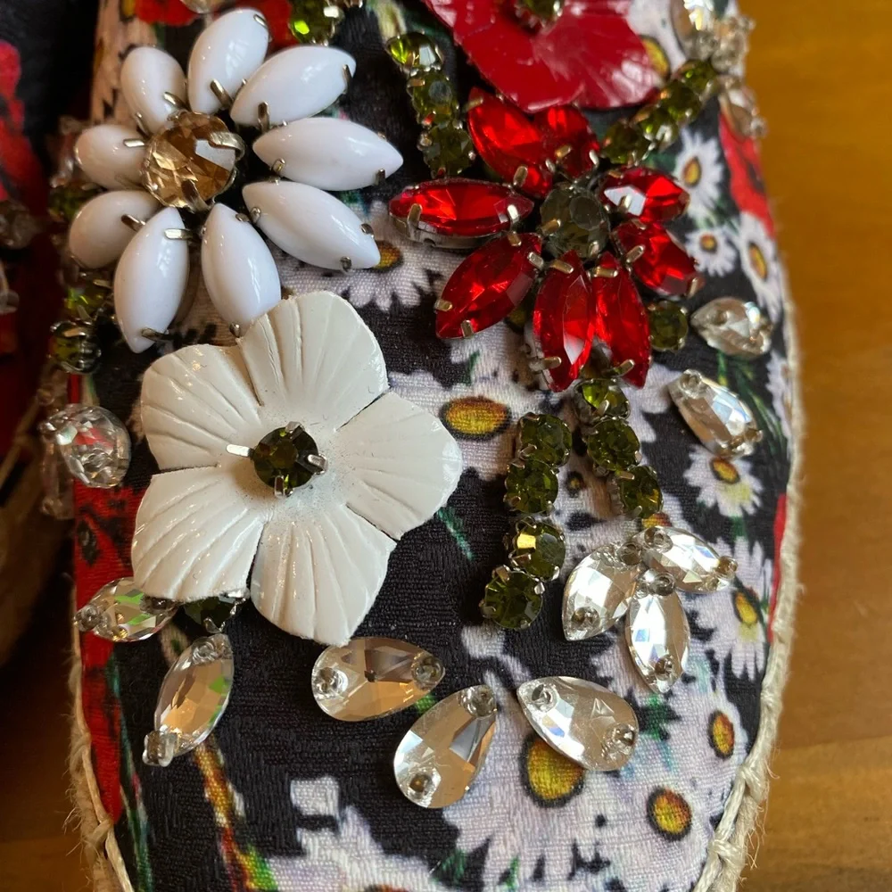 Chinese‎ Laundry Women's Hayden Ballet Flat Red Floral US Size 9 Beaded Eclectic